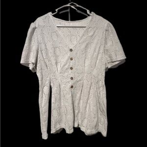 Chic White Lace Button-Down Blouse